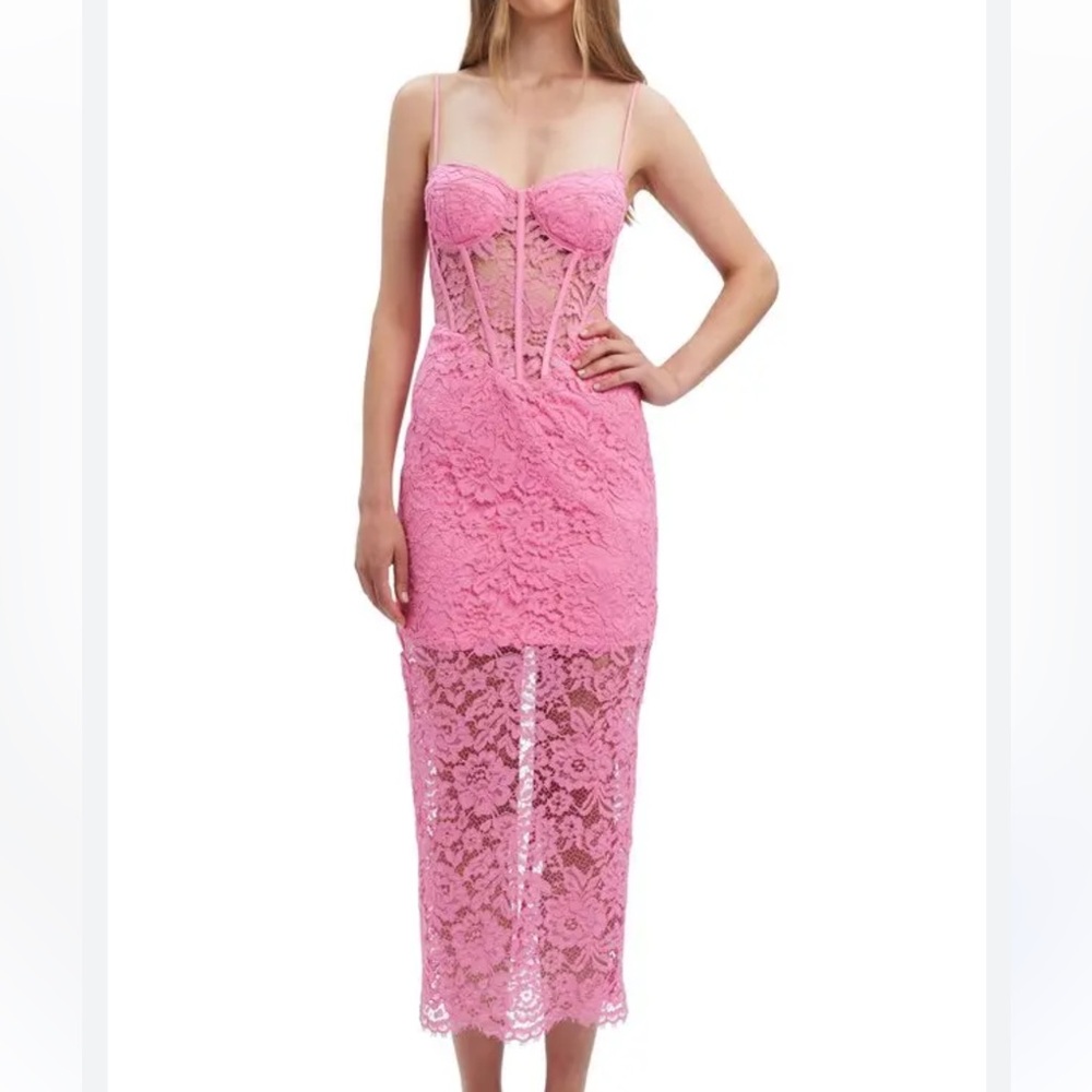 Bardot Olina Lace Corset Dress in Pink